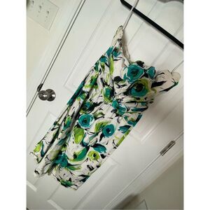 Ashley Stewart strapless dress white black green size 16